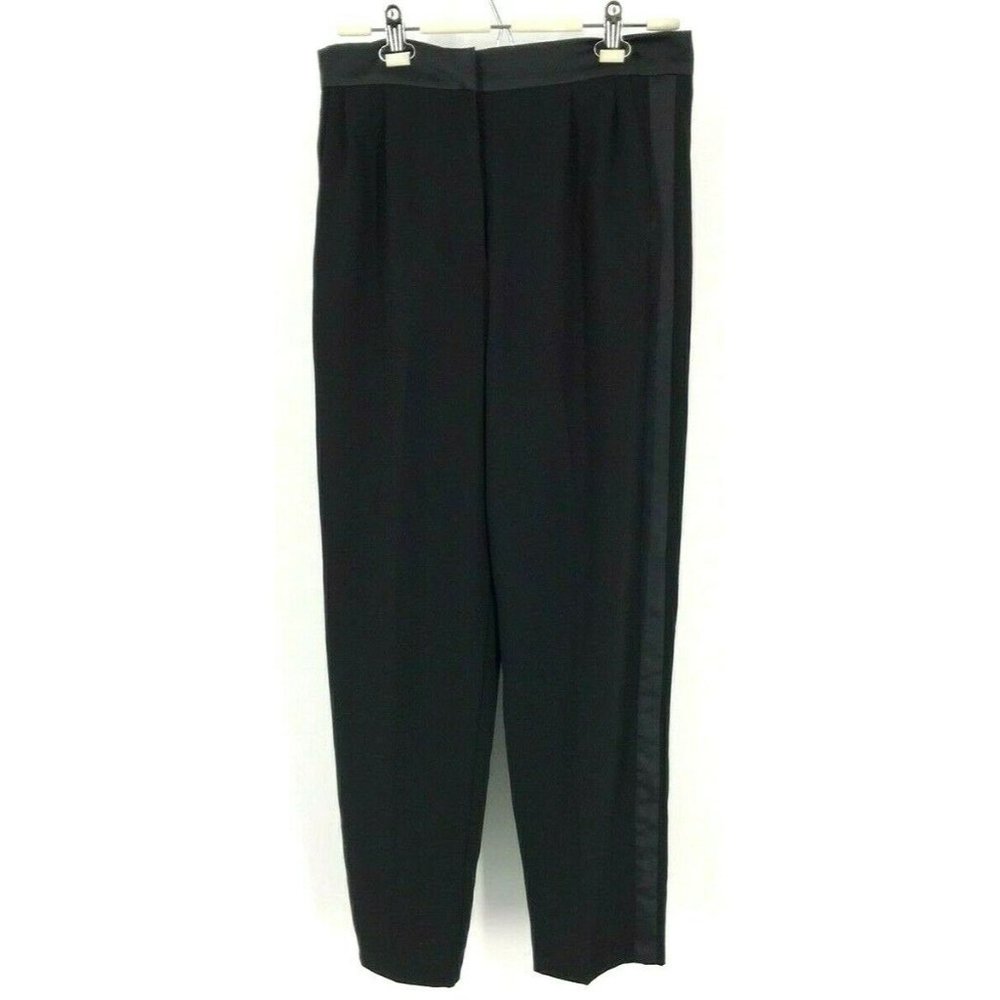 Amanda Uprichard New York Black Silk Line Pants